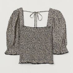 Акція на Топ жіночий H&M XAZ332397APRD XL Чорний з білим і салатовим від Rozetka