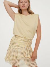 Акція на Спідниця міні літня жіноча H&M XAZ247628LNLW 50 Білий/Жовтий від Rozetka