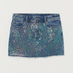 Акція на Спідниця джинсова міні літня жіноча H&M XAZ188710XUQC 36 Синя з різнокольоровим від Rozetka