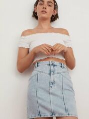 Акція на Спідниця міні літня жіноча H&M XAZ404620PLBL 36 Блідо-блакитна від Rozetka