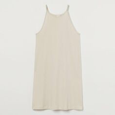 Акція на Плаття коротке літнє жіноче H&M XAZ333087BEVJ XS Світло-бежевий від Rozetka