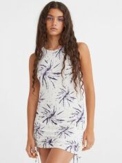 Акція на Плаття коротке літнє жіноче H&M XAZ340559YLDF XS Біле з фіолетовим від Rozetka