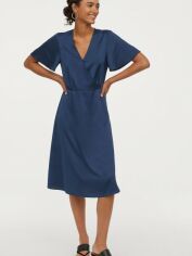 Акція на Плаття міді літнє жіноче H&M XAZ166243BVMD 32 Темно-синє від Rozetka