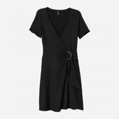 Акція на Плаття на запах коротке літнє жіноче H&M XAZ164209NGEC 32 Чорне від Rozetka