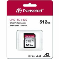 Акция на Карта памяти Transcend SD 512GB C10 UHS-I U3 A2 R160/W90MB/s 4K (TS512GSDC340S) от MOYO