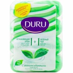 Акция на Мыло туалетное Duru 1+1 С экстрактом зеленого чая и увлажняющим кремом 4*80г от MOYO