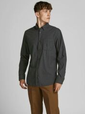 Акція на Сорочка бавовняна чоловіча Jack & Jones 12189760-grey XS Темно-сіра від Rozetka