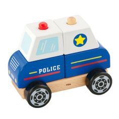 Акція на Деревянная пирамидка Viga Toys Полицейская машинка 50201 від Podushka