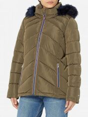 Акція на Куртка зимова коротка жіноча Tommy Hilfiger 741033415 L Зелена від Rozetka
