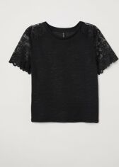 Акция на Футболка H&M 0632665-7 XS Чорна от Rozetka