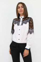 Акция на Романтична жіноча блузка з мереживом Leksy Gilmor XL, 48-50 Білий (02-1004/1) от Rozetka