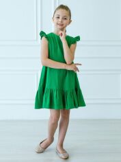 Акция на Дитяча літня муслінова сукня для дівчинки Ласточка 23_2051 128 см Зелена от Rozetka