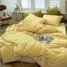Акція на Комплект постільної білизни MirSon King Size 220x240 см №12-0712 Vanila Однотонний Mikrosatin від Rozetka