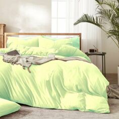 Акція на Комплект постільної білизни MirSon King Size 200x220 см №12-0525 Luminary Green Однотонний Mikrosatin від Rozetka