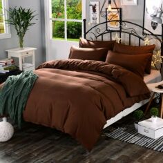 Акція на Комплект постільної білизни MirSon King Size 200x220 см №19-1230 Friar Brown Однотонний Mikrosatin від Rozetka