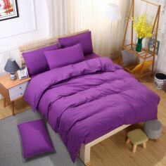 Акція на Комплект постільної білизни MirSon King Size 200x220 см №19-3424 Sunset Purple Однотонний Mikrosatin від Rozetka