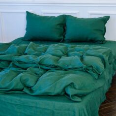 Акція на Простирадло на резинці MirSon односпальне 70x190+10 см Natural Linen Green Apple Льон від Rozetka