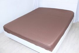 Акція на Простирадло на резинці MirSon односпальне 70х190+10 см 30-0006 Dark Brown Satin Stripe від Rozetka