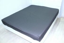 Акція на Простирадло на резинці MirSon односпальне 70х190+10 см 30-0012 Dark Gray Satin Stripe від Rozetka