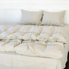 Акція на Простирадло на резинці MirSon односпальне 70x190+10 см Natural Linen Grey sky Льон від Rozetka