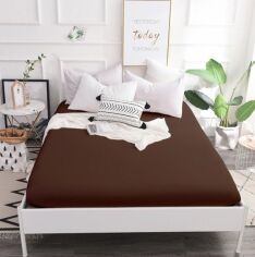 Акція на Простирадло на резинці MirSon односпальне 70x190+10 см 19-1217 Chocolate Perla Бязь Premium від Rozetka