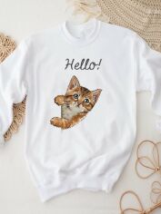 Акція на Світшот Love&Live Hello! I'm a kitten LLP03470 L Білий від Rozetka