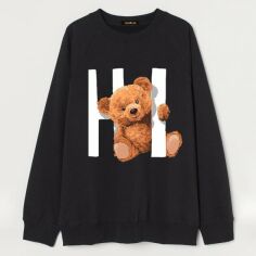 Акция на Світшот Love&Live Hi! I'm a bear LLP03487 M Чорний от Rozetka