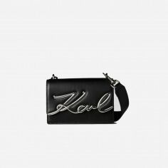 Акция на Сумка крос-боді шкіряна жіноча Karl Lagerfeld K/SIGNATURE SM SHOULDERBAG 226W3028-994 Чорна от Rozetka