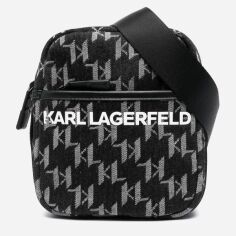 Акция на Сумка крос-боді чоловіча Karl Lagerfeld K/OTTO DENIM CROSSBODY 225M3072-250 Чорна от Rozetka