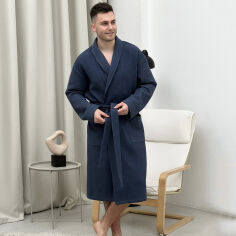 Акція на Халат шаль мужской вафельный Cosy 920 Сапфир синий XXL від Podushka