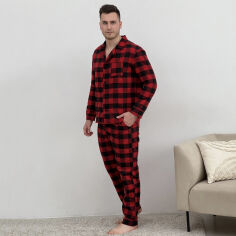 Акція на Пижама мужская фланелевая Cosy F701P_N клетка черно-красная M від Podushka