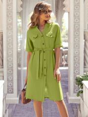 Акція на Сукня-сорочка міді літня жіноча Dressa 59736 44 Зелена від Rozetka