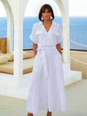 Акція на Сукня-сорочка довга літня жіноча Dressa 62181 50 Біла від Rozetka