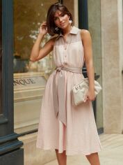 Акция на Сукня-сорочка міді літня жіноча Dressa 62206 50 Рожева от Rozetka