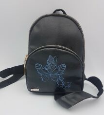 Акція на Рюкзак жіночий маленький рюкзак чорний з метеликами Forsa від Rozetka