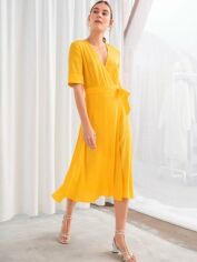 Акция на Сукня на запах міді літня жіноча H&M FL0493460 34 Жовта от Rozetka