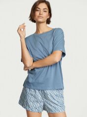 Акция на Піжама (футболка + шорти) жіноча великих розмірів бавовняна Victoria's Secret 11065669 XXL Синя от Rozetka
