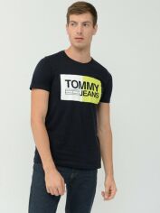 Акція на Футболка бавовняна довга чоловіча Tommy Hilfiger 10030.3 S Темно-синя від Rozetka