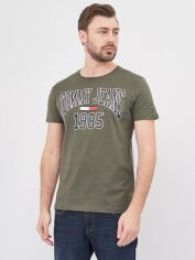 Акція на Футболка бавовняна довга чоловіча Tommy Hilfiger 10215.3 S Хакі від Rozetka