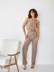 Акция на Піжама (топ + штани) жіноча великих розмірів BARWA garments 0314/280 XL Капучіно от Rozetka