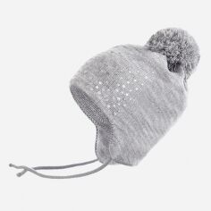 Акція на Дитяча зимова шапка в'язана на зав'язках з помпоном для дівчинки ESLI E 16С-98СП 52-54 Сіра від Rozetka