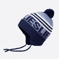 Акция на Дитяча зимова шапка в'язана на зав'язках з помпоном для хлопчика ESLI E 17С-9СП 48-50 Синя от Rozetka