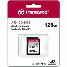 Акція на Карта памяти Transcend SD 128GB C10 UHS-I U3 A2 R160/W90MB/s 4K (TS128GSDC340S) від MOYO