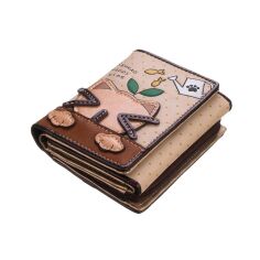 Акція на Жіночий гаманець портмоне / дитячий / для дівчинки маленький шкіряний Sammao M2092-3 бежевий з коричневим від Rozetka