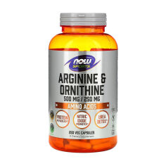 Акція на Дієтична добавка в капсулах NOW Foods Arginine & Ornithine Аргінін та орнітин, 500 мг/250 мг, 250 шт від Eva