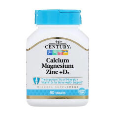 Акція на Дієтична добавка в таблетках 21st Century Calcium Magnesium Zinc + D3, 90 шт від Eva