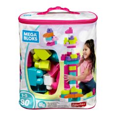 Акция на Конструктор Fisher-Price Mega Bloks рожевий 80 деталей (DCH62) от Будинок іграшок