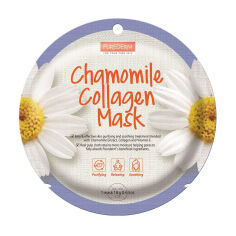 Акція на Тканинна маска для обличчя Purederm Chamomile Collagen Mask з вітаміном E, колагеном та ромашкою, 18 мл від Eva