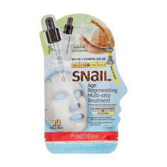 Акция на Омолоджувальна тканинна маска для обличчя Purederm Snail Age Regenerating Multi-Step Treatment, 2 г + 23 г от Eva