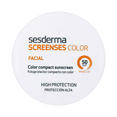 Акція на Компактна сонцезахисна пудра для обличчя Sesderma Screenses Color Compact Sunscreen SPF 50, Brown, 10 г від Eva